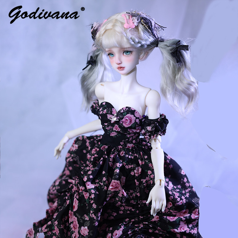 1/4 BJD Doll Dress Black‑Base  - Midi Skirt Floral recension och pris