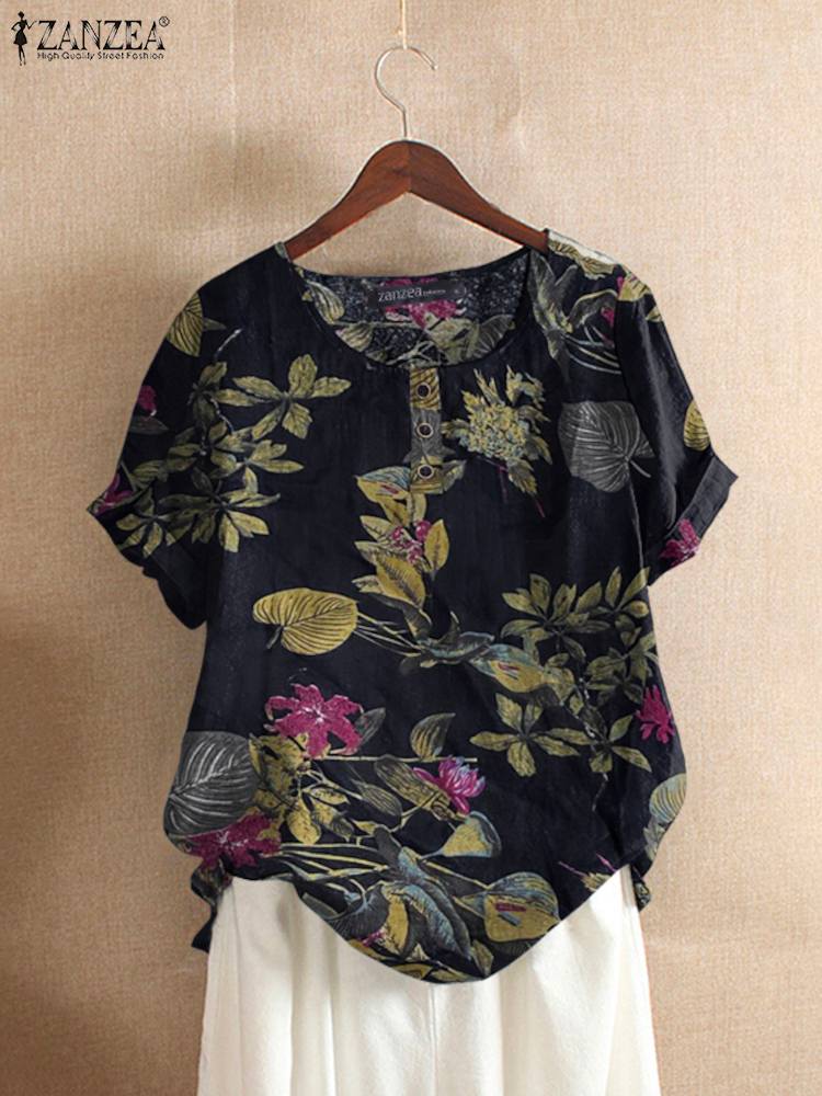 ZANZEA Women Cotton Shirt Fash - Romper Floral Print recension och pris